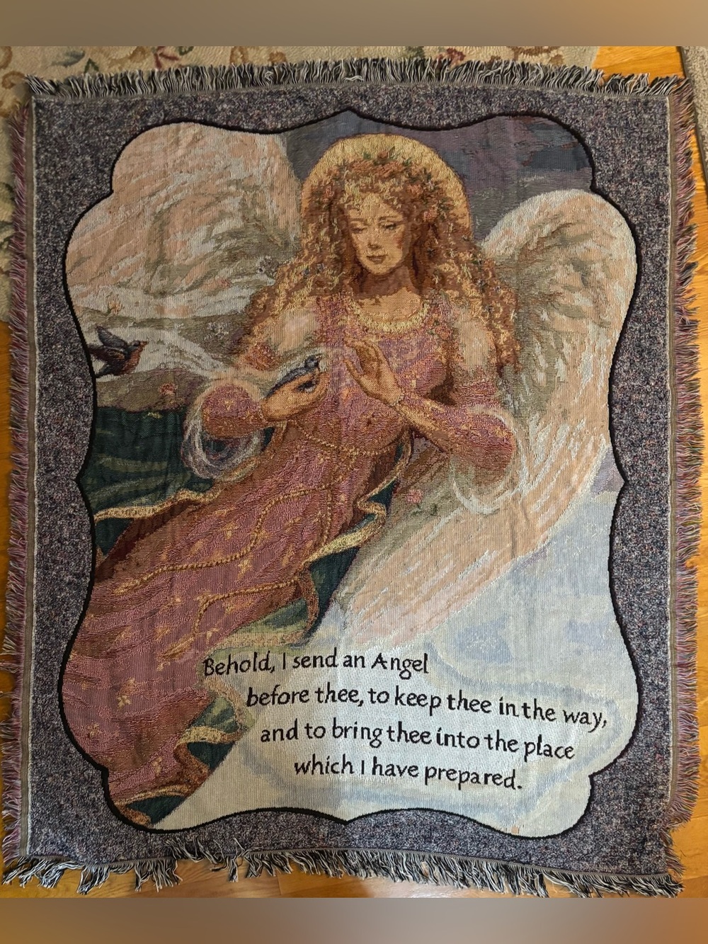 Caring Keepsakes Tapestries Behold I Send an Angel Sympathy Blanket Throw